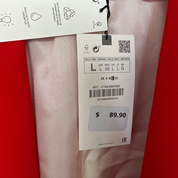 NWT Zara Blazer with Rolled Up Sleeves Red Large - Picture 5 of 5